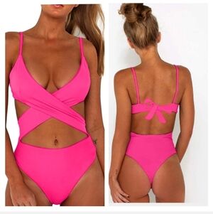 🦩 NWOT CHYRII Sexy Criss Cross High Waisted Cut Out One Piece Monokini Swi…